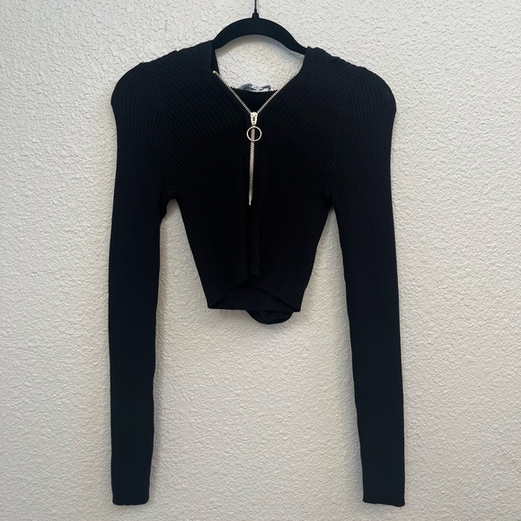 Urban Outfitters Talia Quarter-Zip Ribbed Hooded Sweater - Picture 2 of 5